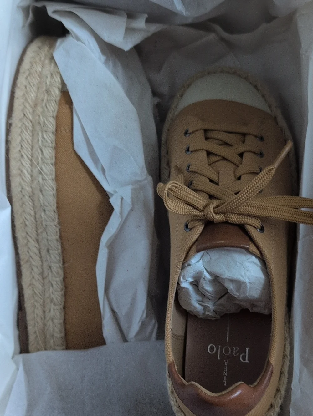 Paolo Casual Espadrille Sneaker in Tan and Cream
